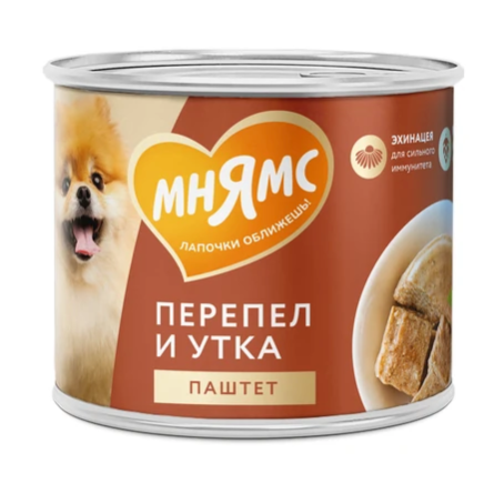 Влажный корм мнямс паштет из утки и перепела для собак всех пород «сильный иммунитет» 200 г в интернет-зоомагазине Pets Room