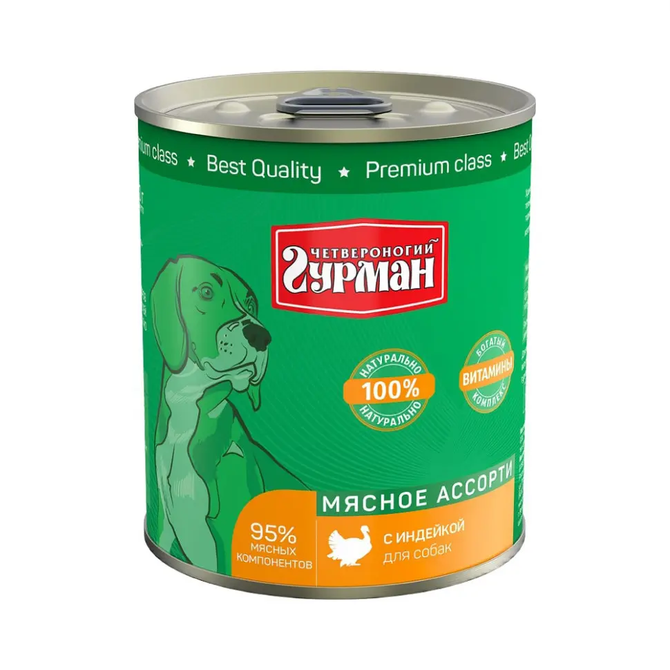 Четвероногий гурман кон.д/соб.мясное ассорти с индейкой 340г в интернет-зоомагазине Pets Room