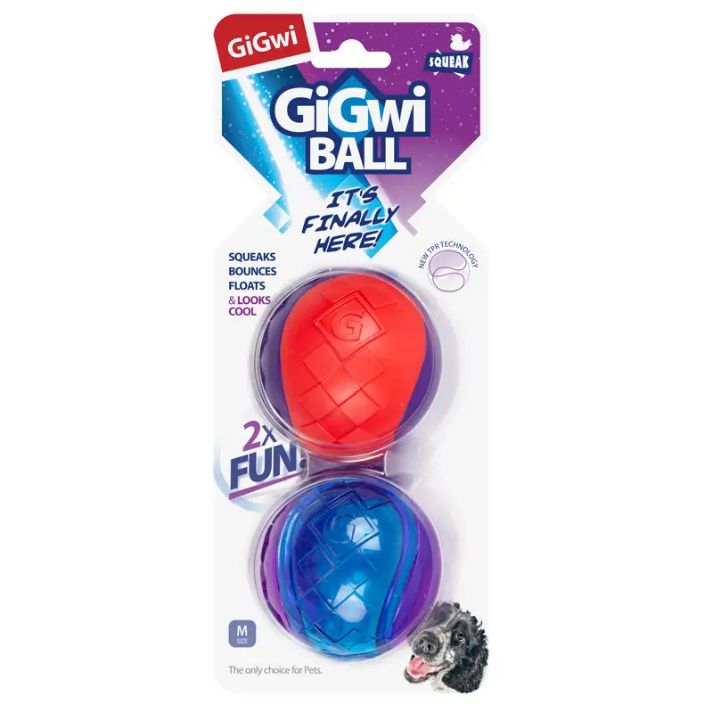 Gigwi ball игрушка для собак два мяча с пищалкой, 6 см в интернет-зоомагазине Pets Room