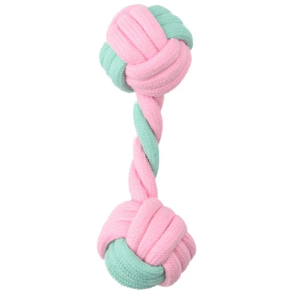 Mr.kranch игрушка для собак гантель из каната, 14х5 см, розовая с голубым в интернет-зоомагазине Pets Room