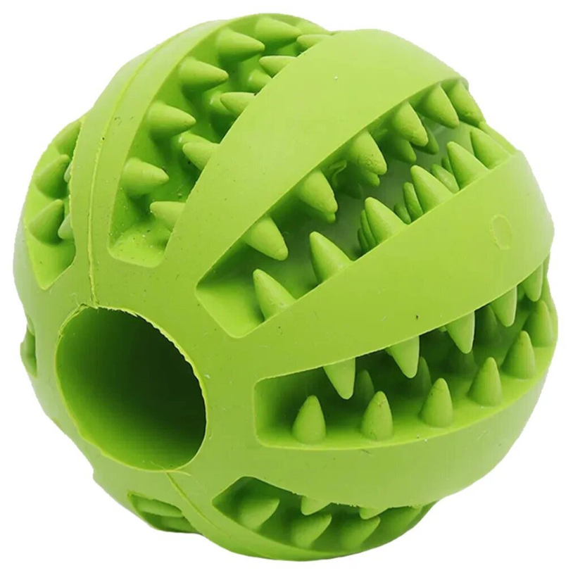 Игрушка мяч-зубочистка-кормушка (канат, 3 узла) m 6,5см rich breed ис-57 зеленый в интернет-зоомагазине Pets Room