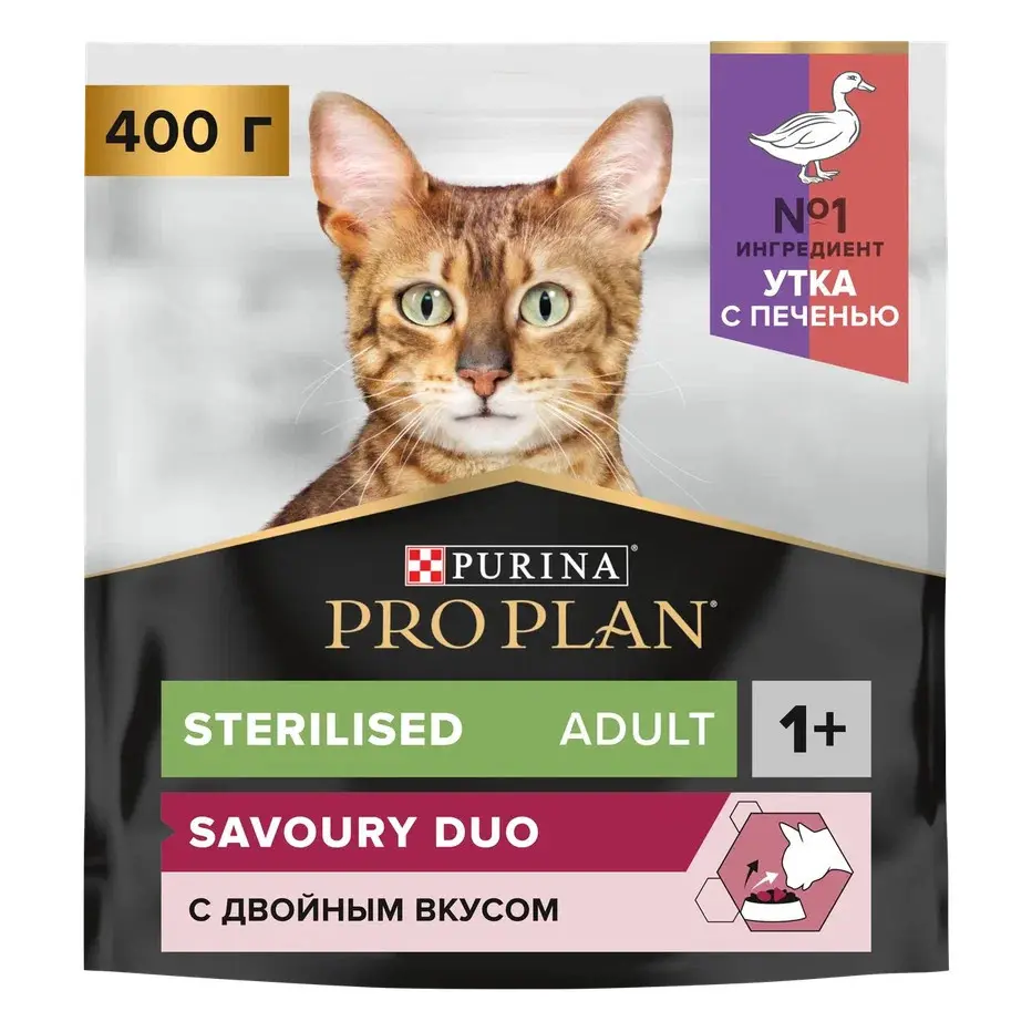 Pro plan cat adult sterilised сухой корм для стерилизованных кошек с уткой и печенью - 400 г в интернет-зоомагазине Pets Room