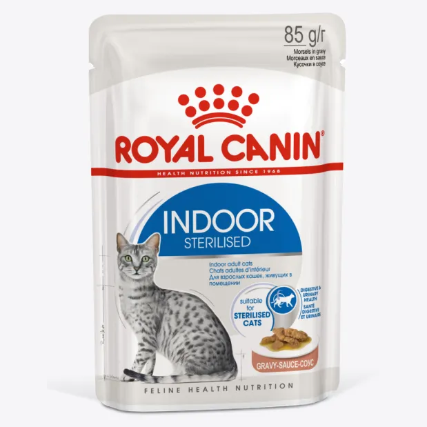 ROYAL CANIN INDOOR STERILISED 85 г пауч желе влажный корм для стерилизованных кошек от 1 до 7 лет, живущих в помещении 1х28 в интернет-зоомагазине Pets Room