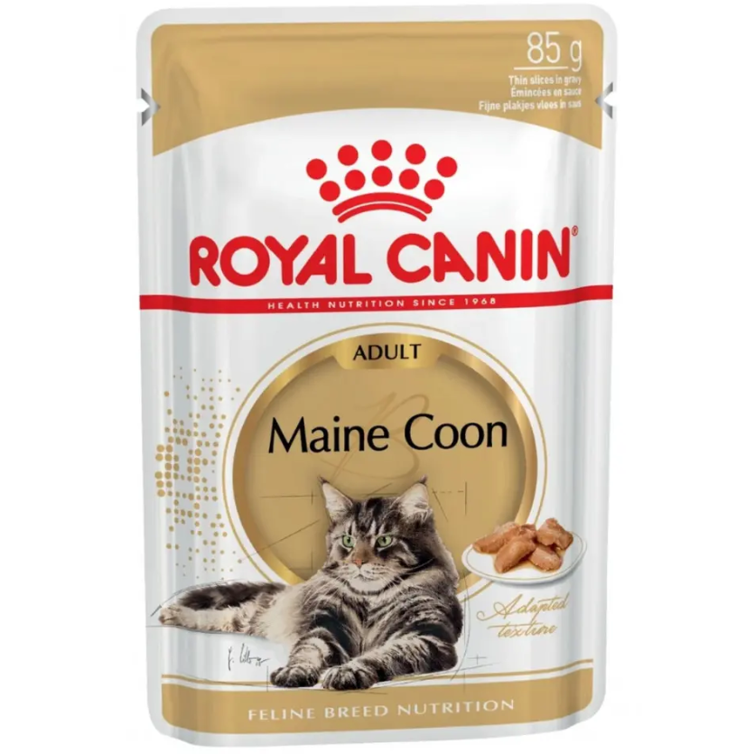 Royal canin maine coon adult 85 г пауч влажный корм кусочки в соусе для кошек породы мейн-кун старше 15 месяцев фото Royal canin maine coon adult 85 г пауч влажный корм кусочки в соусе для кошек породы мейн-кун старше 15 месяцев в интернет-зоомагазине Pets Room