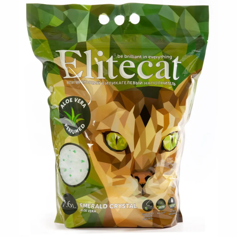Elitecat наполнитель впитывающий силикагель "emerald aloe vera", 7.6л в интернет-зоомагазине Pets Room