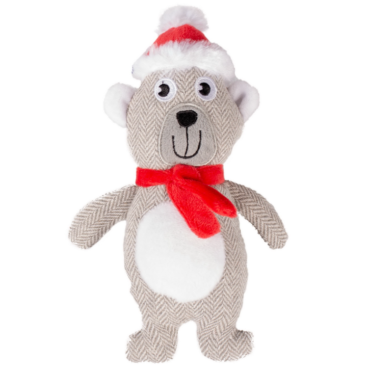 Duvo+ игрушка для собак мягкая "новогодний мишка", серый, 22х11х5см! в интернет-зоомагазине Pets Room