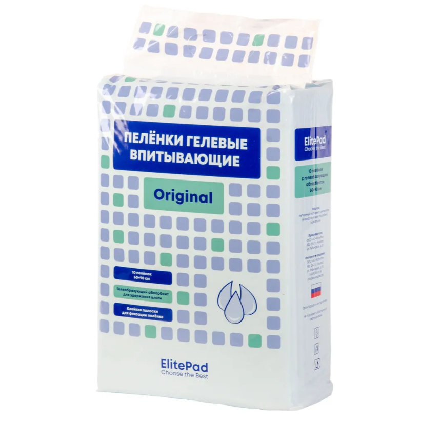 Elitepad пелёнки одноразовые, гелевые "original", 60х90см,10 шт/уп в интернет-зоомагазине Pets Room