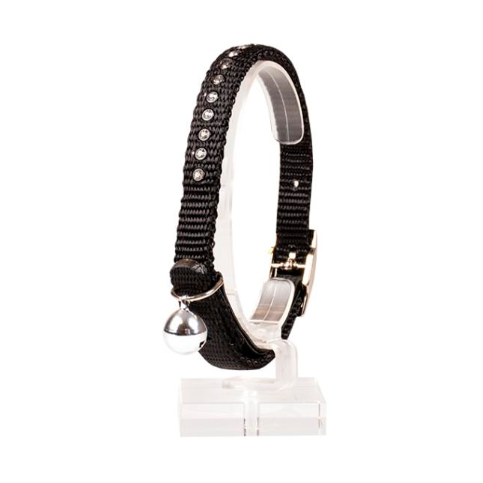 Duvo+ ошейник для кошек нейлоновый "стразы", чёрный, 20-30см/10мм в интернет-зоомагазине Pets Room