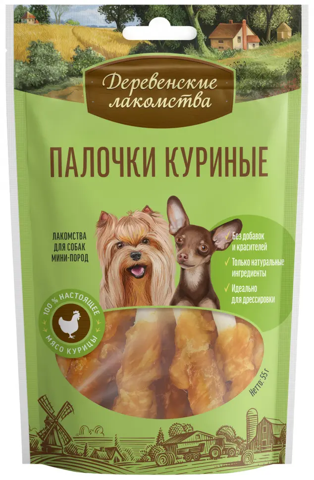 Деревенские лакомства для мини-пород палочки куриные - 55 г в интернет-зоомагазине Pets Room