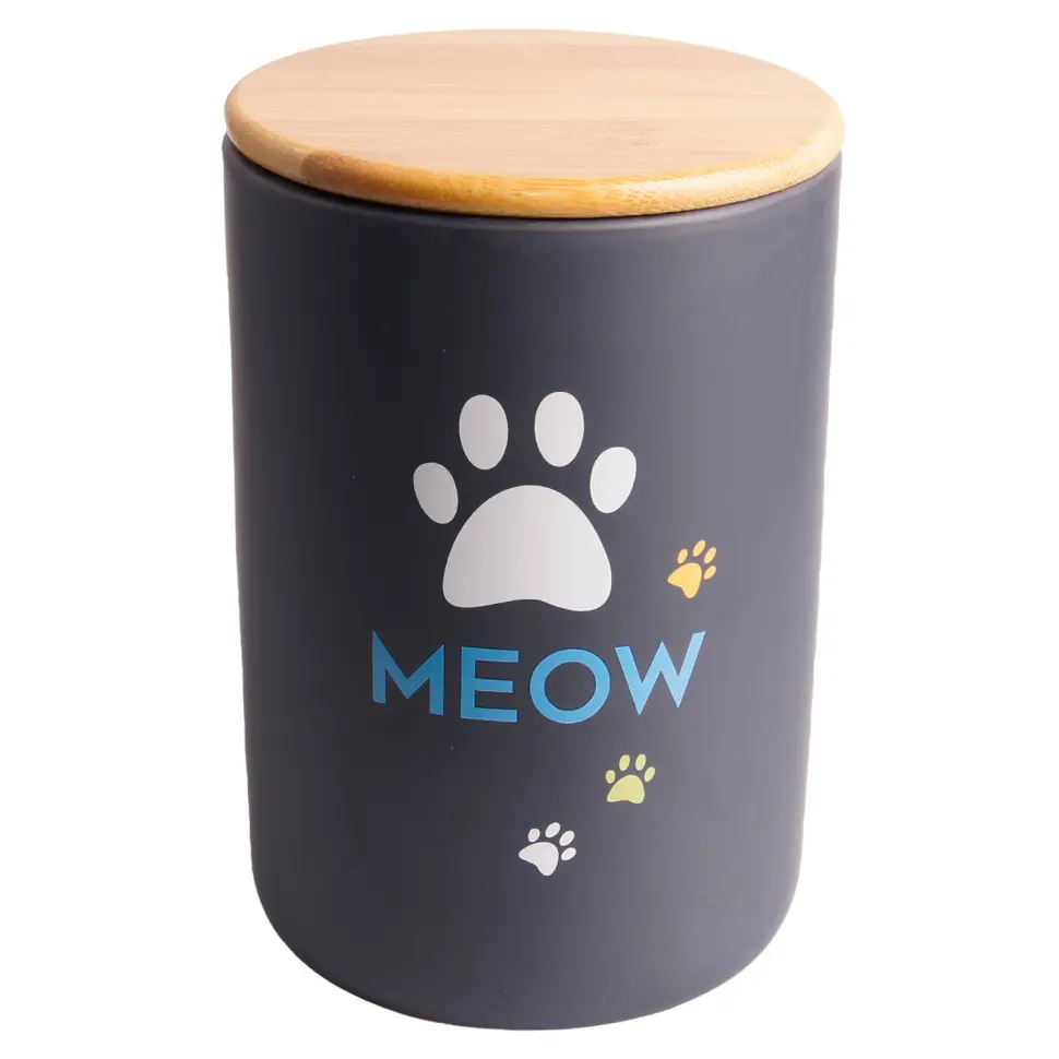 Mr.kranch meow бокс керамический для хранения корма для кошек, 1900 мл, черный в интернет-зоомагазине Pets Room