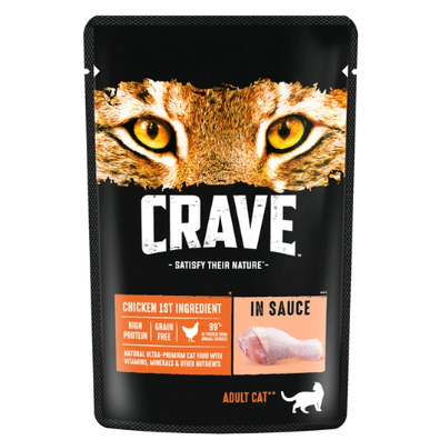 Crave корм консервированный для взрослых кошек курица в соусе (пауч) 70гр в интернет-зоомагазине Pets Room