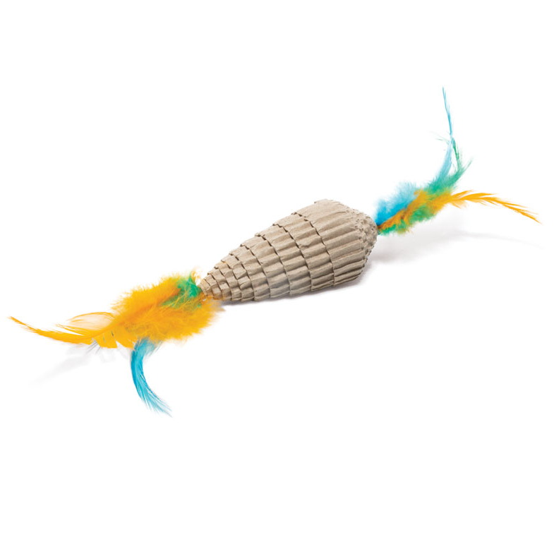 Игрушка для кошек из гофрокартона "конус с перьями", 80/220мм, серия natural, triol в интернет-зоомагазине Pets Room