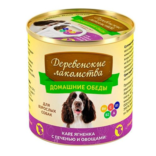 Деревенские лакомства консервы домашние обеды для взрослых собак каре ягненка с печенью и овощами 240 г в интернет-зоомагазине Pets Room