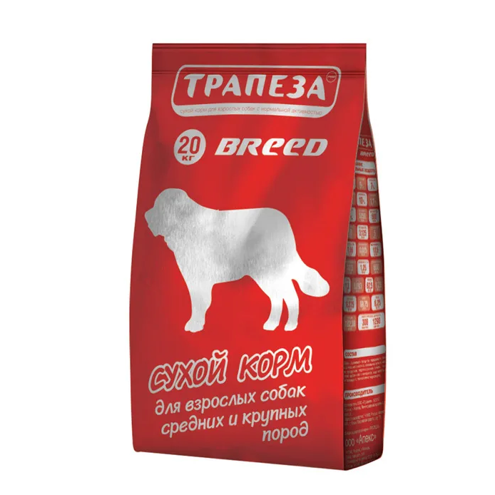 Трапеза breed сух.корм д/собак средних и крупных пород 20кг в интернет-зоомагазине Pets Room