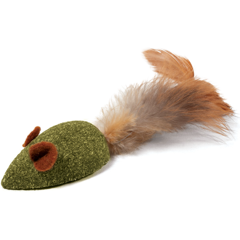 Игрушка для кошек из прессованной кошачьей мяты "мышка с перьями", 50/110мм, triol в интернет-зоомагазине Pets Room