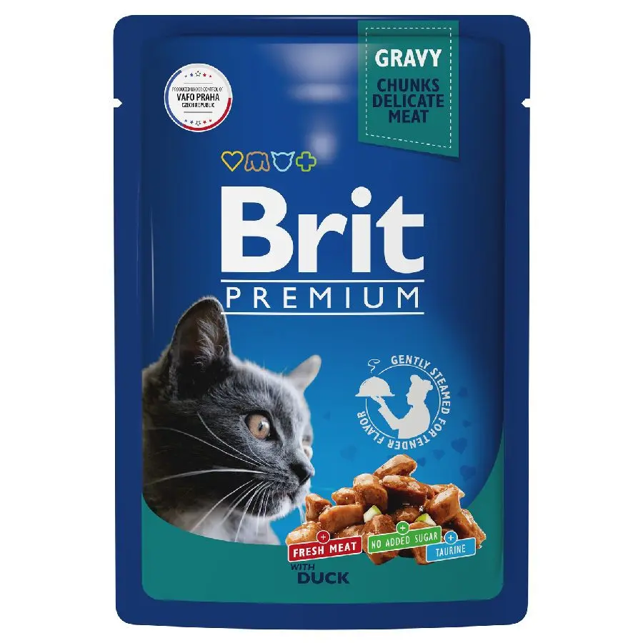 Brit premium, пауч для взрослых кошек, утка в соусе, 85г фото Brit premium, пауч для взрослых кошек, утка в соусе, 85г в интернет-зоомагазине Pets Room
