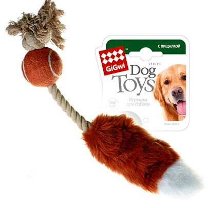 75074 Игрушка для собак мячик с лисьим хвостом и пищалкой 40см, серия catch & fetch в интернет-зоомагазине Pets Room