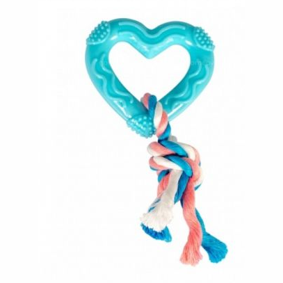 Duvo+ игрушка для собак резиновая "сердце c веревками", голубая, 7х1.5см в интернет-зоомагазине Pets Room