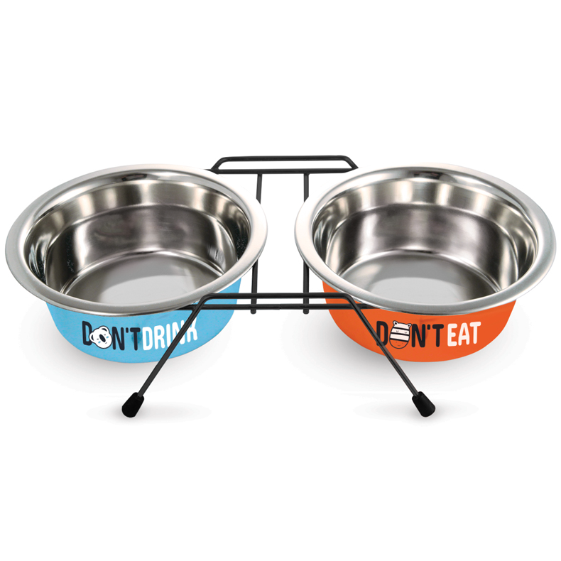 Миска металлическая на подставке "water&food", 2*0,4л, triol в интернет-зоомагазине Pets Room