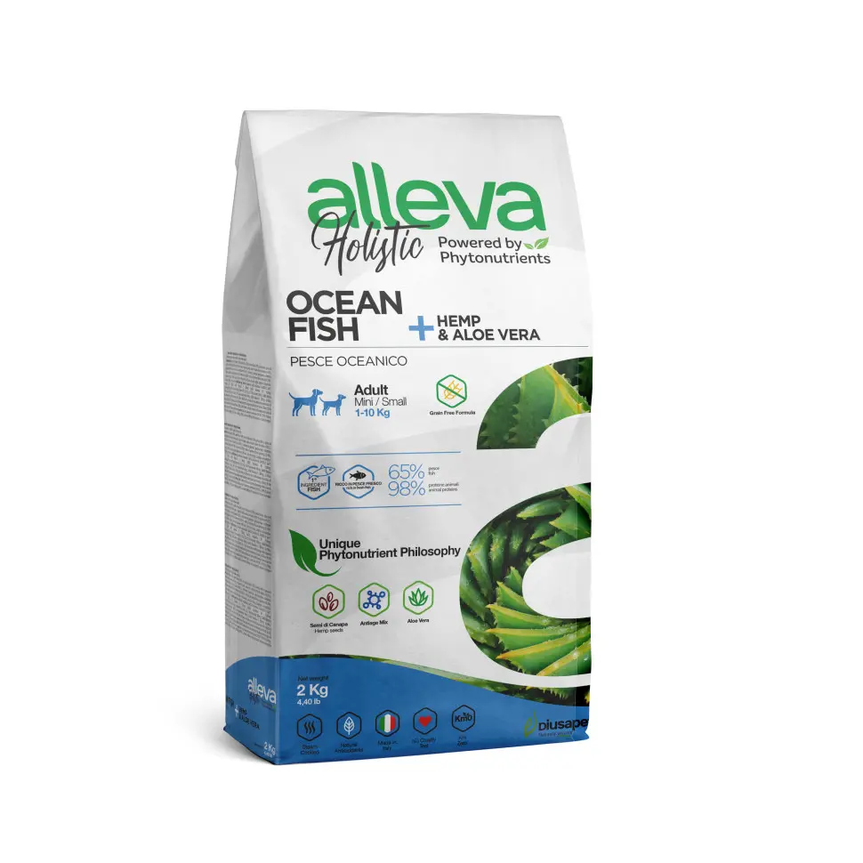 Alleva holistic adult ocean fish mini сухой корм для взрослых собак с океанической рыбой, коноплей и алое вера - 2 кг фото фото №1 Alleva holistic adult ocean fish mini сухой корм для взрослых собак с океанической рыбой, коноплей и алое вера - 2 кг в интернет-зоомагазине Pets Room