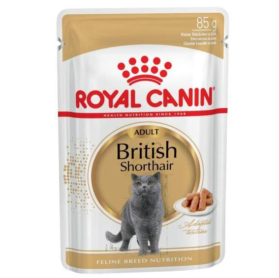 Royal canin british shorthair adult 85 г пауч влажный корм кусочки в соусе для кошек британской короткошерстной породы старше 12 месяцев в интернет-зоомагазине Pets Room