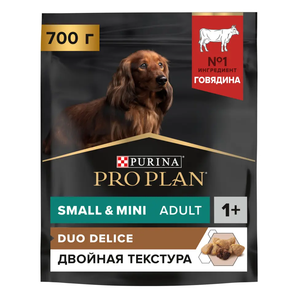 Pro plan duo delice small mini сухой корм для взрослых собак мелких и карликовых пород с говядиной - 700 г в интернет-зоомагазине Pets Room
