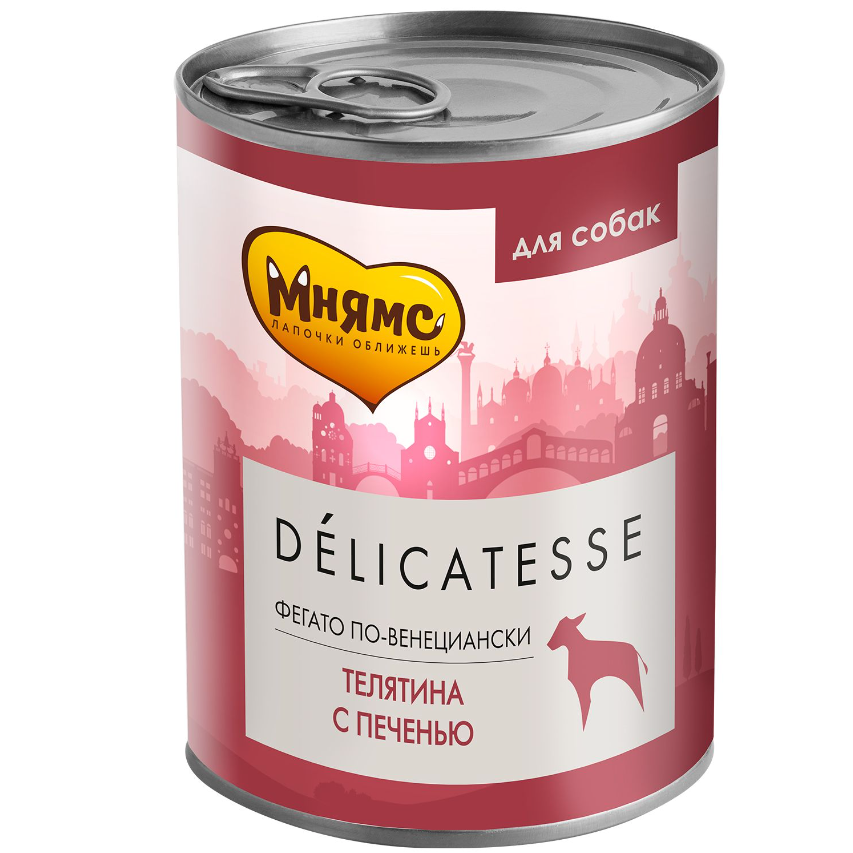 Влажный корм мнямс деликатес паштет из телятины с печенью для собак всех пород "фегато по-венециански" 400 г в интернет-зоомагазине Pets Room