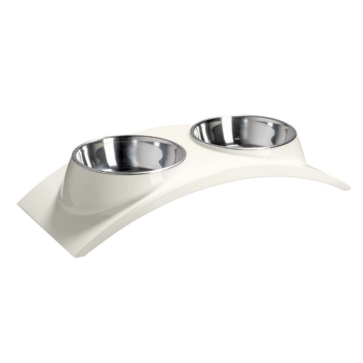 Миска superdesign двойная на меламиновой подставке 2х160 мл, белая в интернет-зоомагазине Pets Room