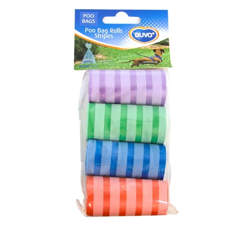 Duvo+ пакеты для уборки за собакой "полоски", разноцветные, 33х20см, 4x20шт в интернет-зоомагазине Pets Room