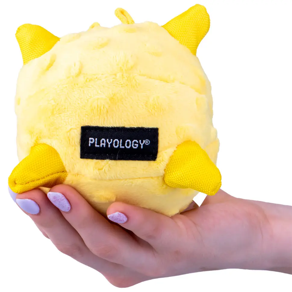 Playology puppy sensory ball сенсорный плюшевый мяч для щенков с ароматом курицы, 11 см, желтый в интернет-зоомагазине Pets Room