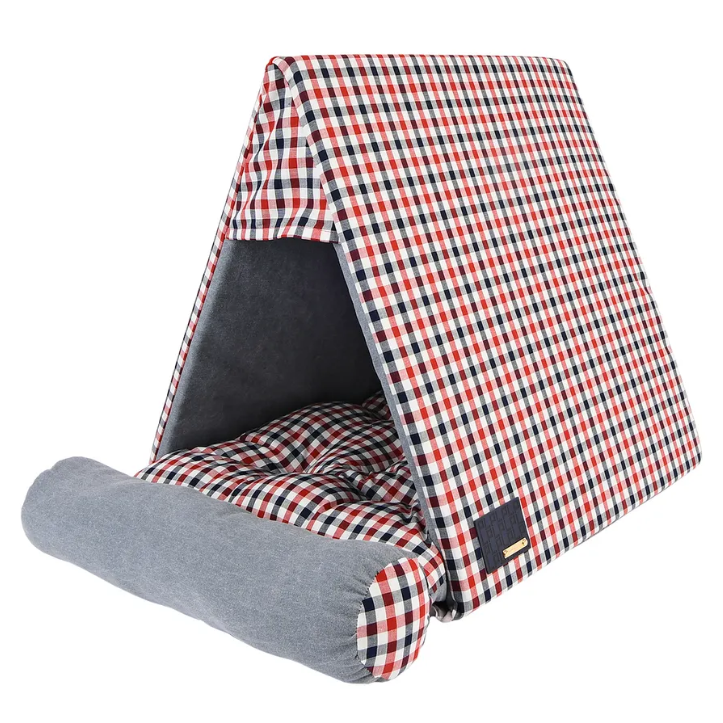 Puppia домик для животных "neil house", серо-красный, 45х50х50см в интернет-зоомагазине Pets Room