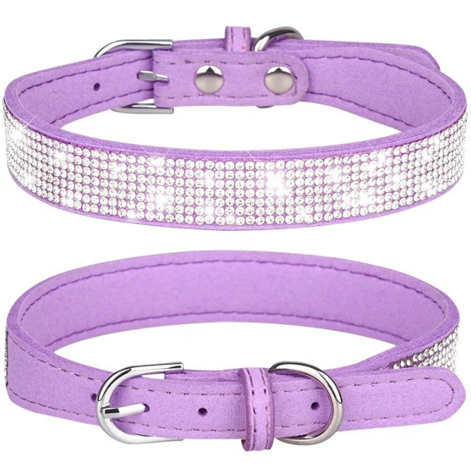 Ошейник много страз гламур m (2*42) фиолетовый фото Ошейник много страз гламур m (2*42) фиолетовый в интернет-зоомагазине Pets Room