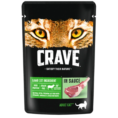 Crave корм консервированный для взрослых кошек ягненок в соусе (пауч) 70гр в интернет-зоомагазине Pets Room