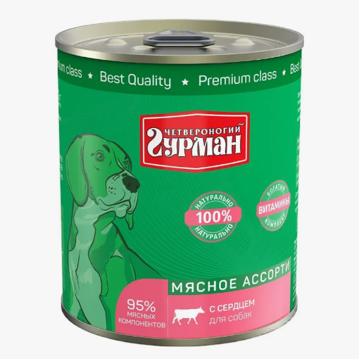 Четвероногий гурман кон.д/соб.мясное ассорти с сердцем 340г в интернет-зоомагазине Pets Room