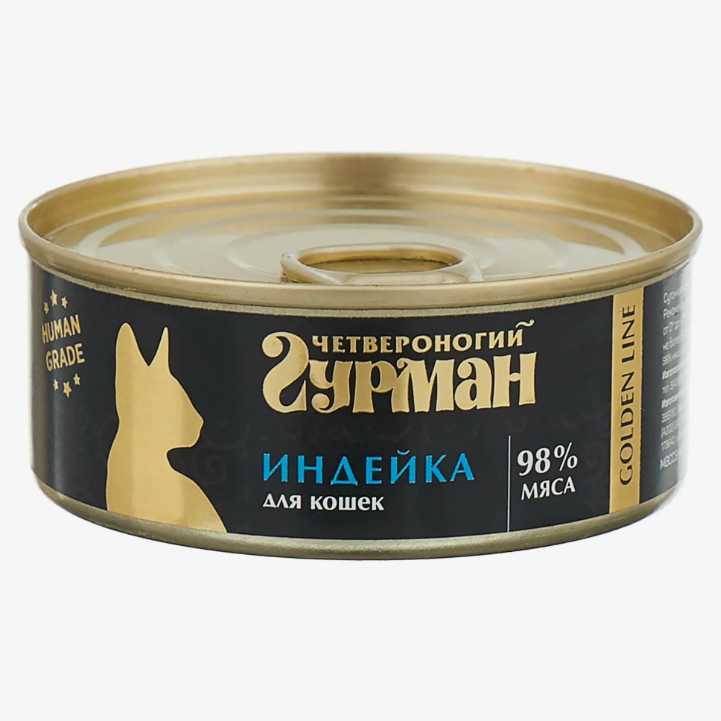 Четвероногий гурман консервы для кошек и котят golden line мусс с индейкой, 100г в интернет-зоомагазине Pets Room