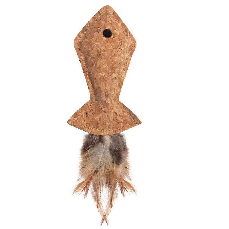Игрушка для кошек из пробковой коры "рыбка с перьями", 95/135 мм, triol в интернет-зоомагазине Pets Room