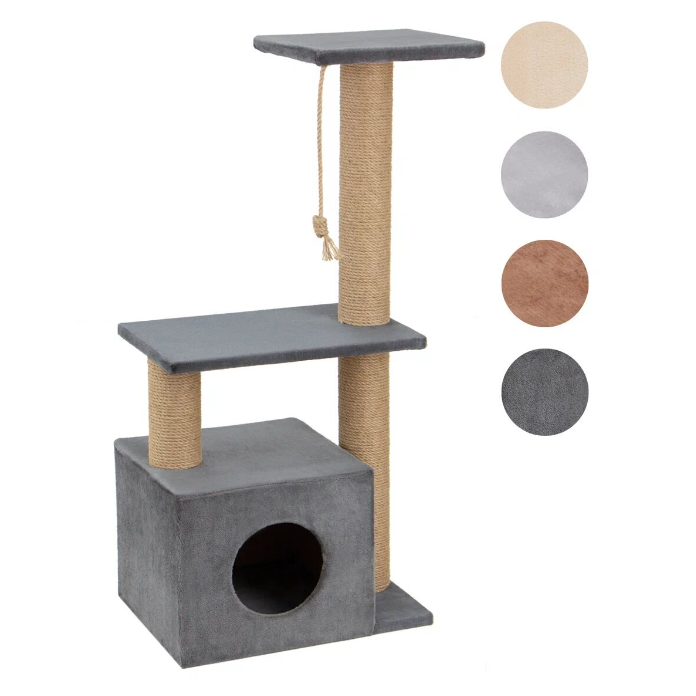 Когтеточка лаунж (высокий комплекс, домик, 3 лежанки) джут 55х36х105 ø10 rich breed кд-53 капучино в интернет-зоомагазине Pets Room