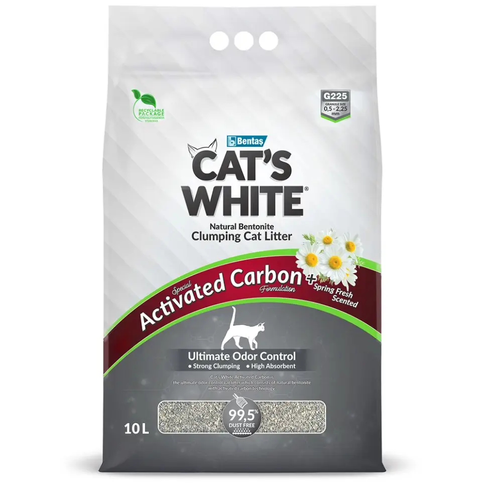 Cat's white activated carbon spring fresh комкующийся наполнитель с активированным углем и ароматом весенней свежести для кошачьего туалета - 10 л (8,5 кг) в интернет-зоомагазине Pets Room
