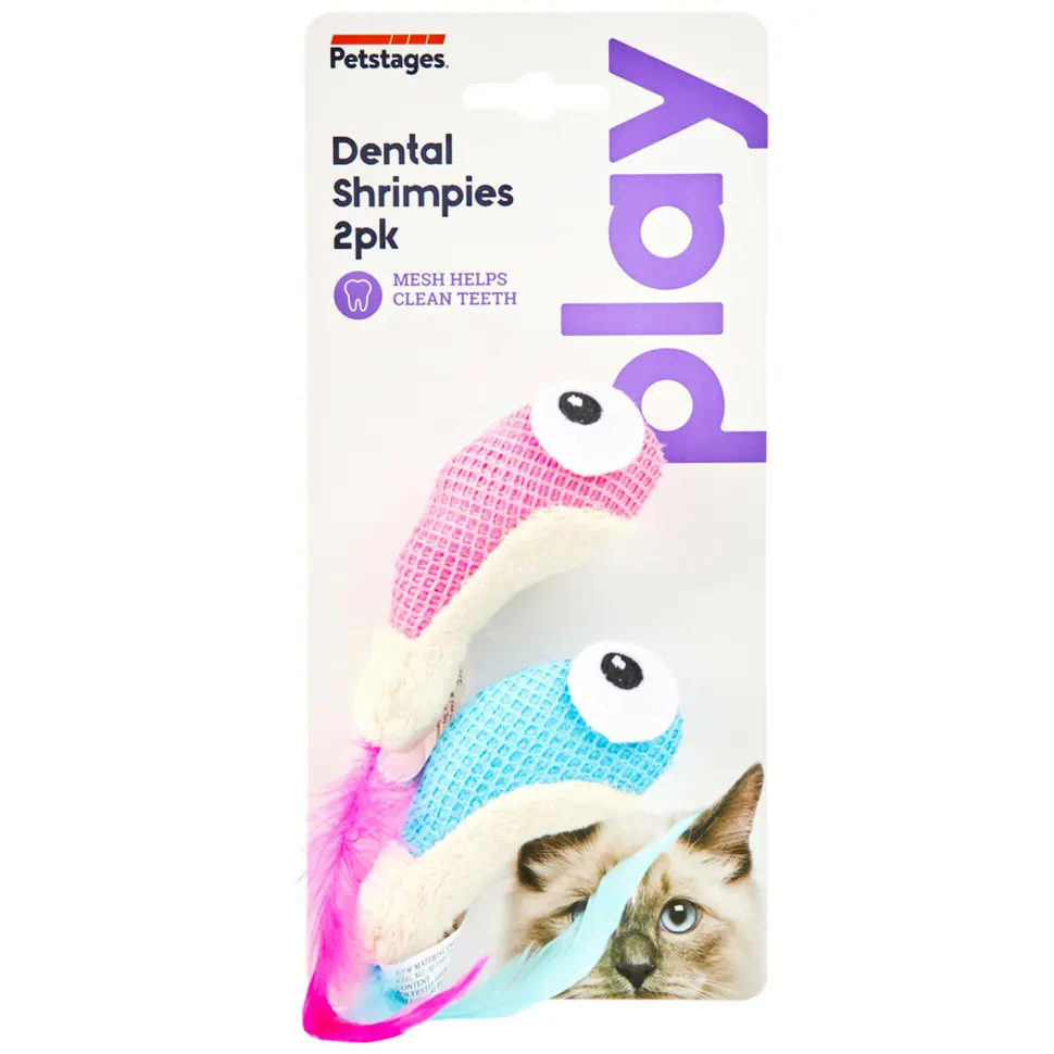 Petstages dental игрушка для кошек креветки с кошачьей мятой, 2 шт, 7 см в интернет-зоомагазине Pets Room