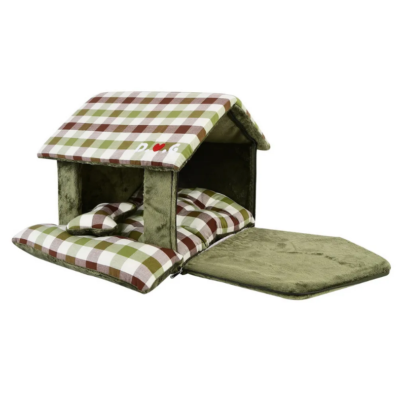 Puppia домик для животных "beaufort house", оливковый, 43х40х36см в интернет-зоомагазине Pets Room