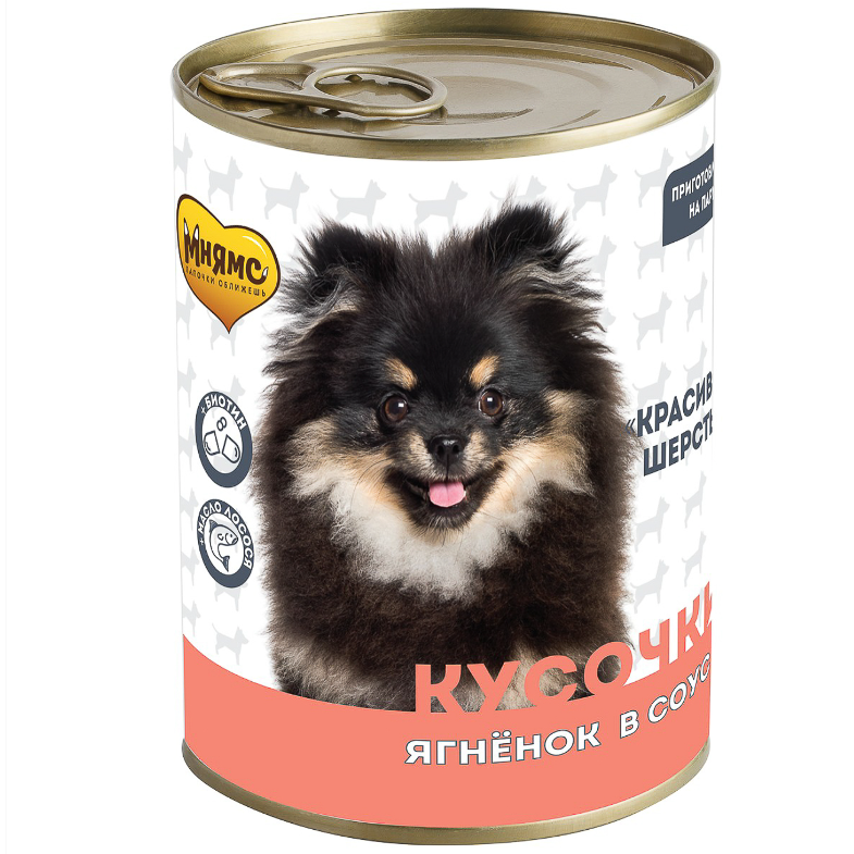 Влажный корм мнямс кусочки в соусе с ягненком для собак всех пород «красивая шерсть» 400 г в интернет-зоомагазине Pets Room