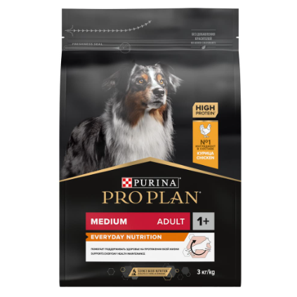 Pro plan 3 кг сухой корм для взрослых собак средних пород, с высоким содержанием курицы в интернет-зоомагазине Pets Room
