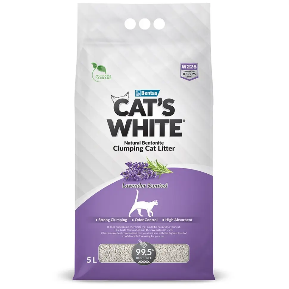Cat's white lavender наполнитель комкующийся для кошачьего туалета с ароматом лаванды - 5 л в интернет-зоомагазине Pets Room