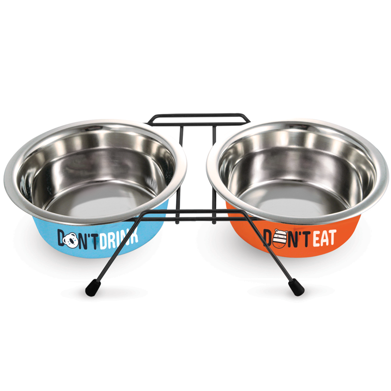 Миска металлическая на подставке "water&food", 2*0,24л, triol в интернет-зоомагазине Pets Room