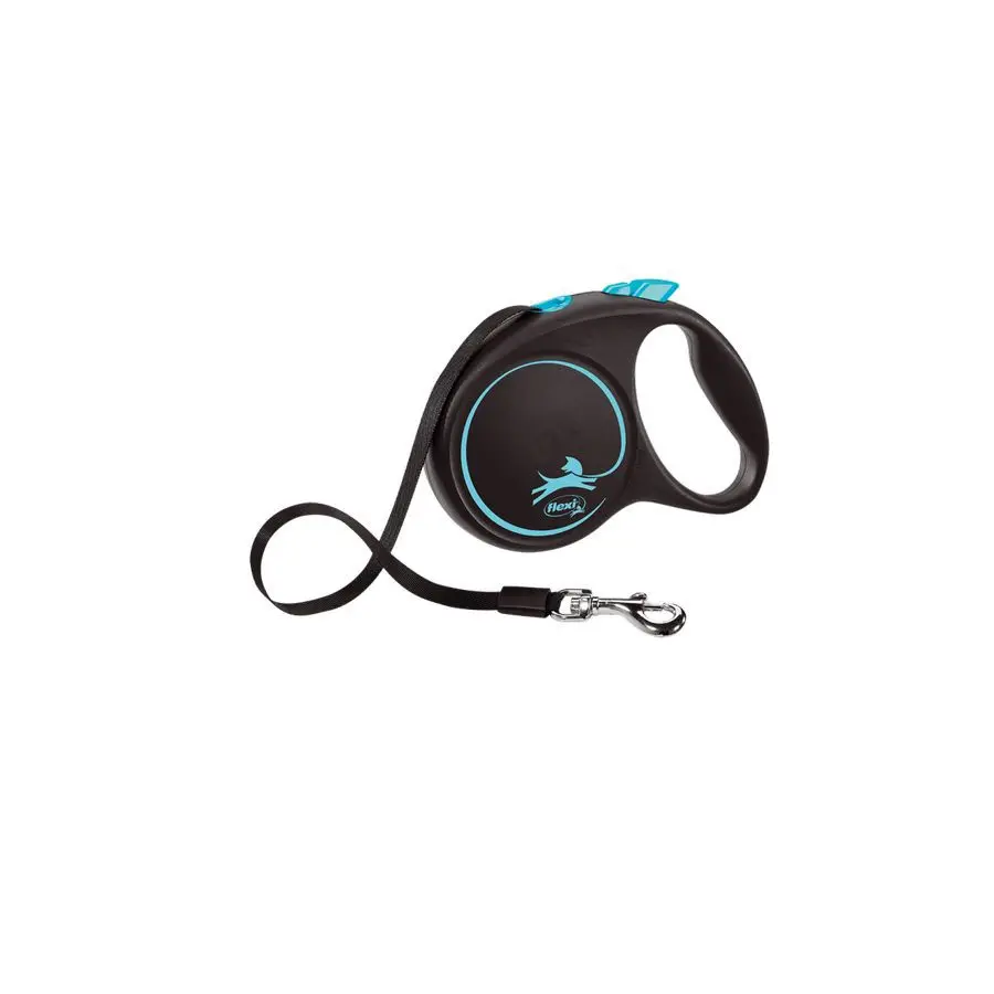 Flexi black design tape m поводок-рулетка для собак, голубая 5 м, до 25 кг в интернет-зоомагазине Pets Room