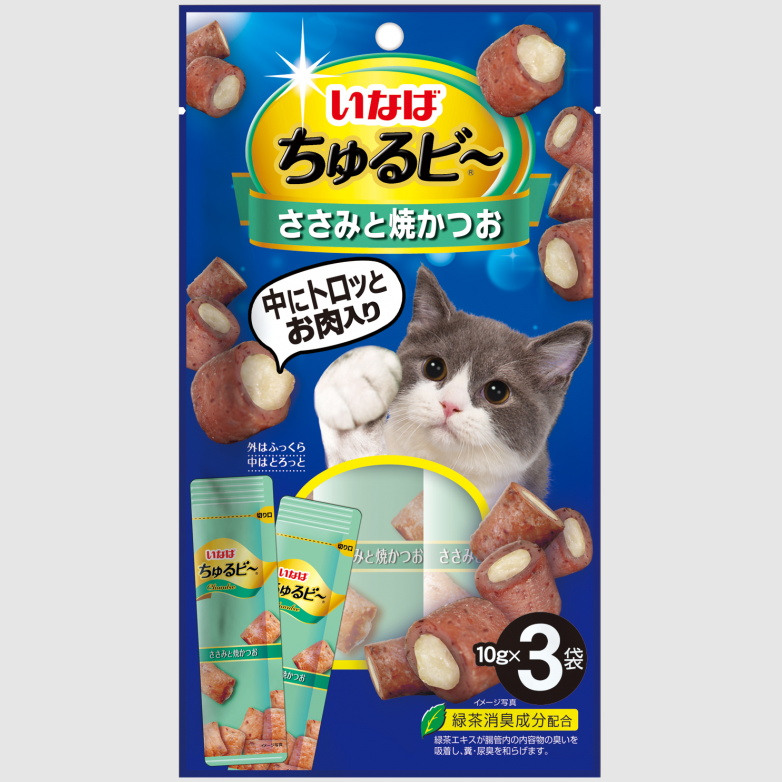 Qsc-267 inaba churu bee запеченные трубочки для кошек куриное филе и запечённый тунец кацуо 10г*3шт в интернет-зоомагазине Pets Room