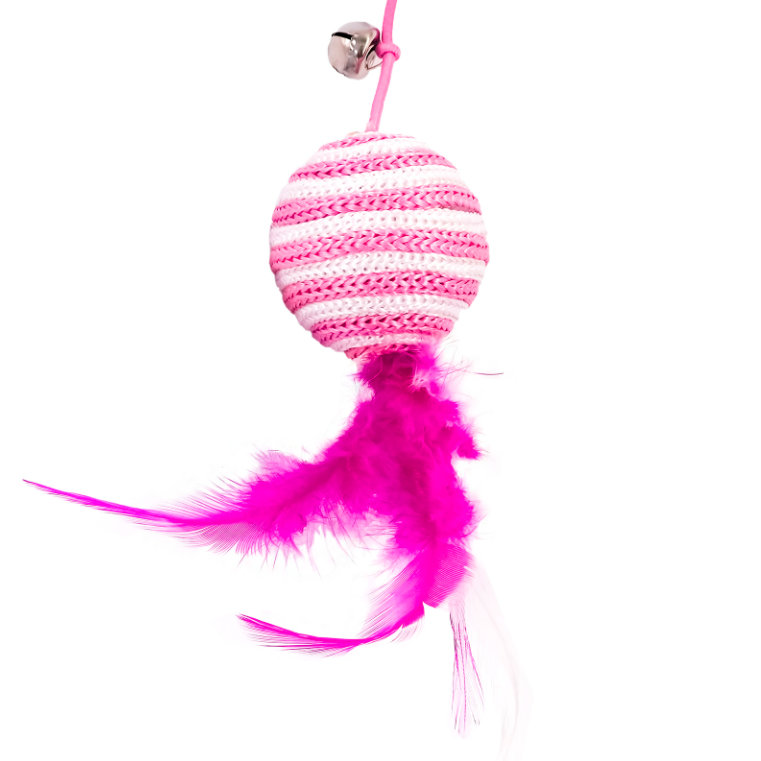 Duvo+ игрушка для кошек дразнилка "мячик с колокольчиком", розовая, 45.5x4x3.5см в интернет-зоомагазине Pets Room