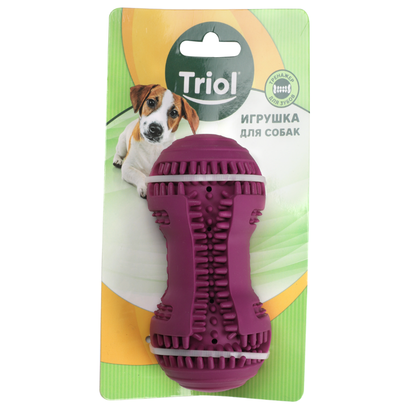 Игрушка для собак из цельнолитой резины "гантель-массажер", 115мм, triol в интернет-зоомагазине Pets Room