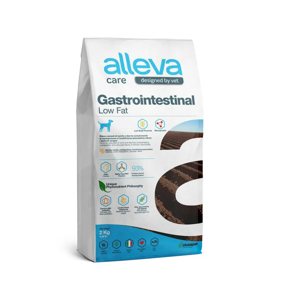 Alleva care dog gastrointestinal low fat сухой диетический корм со сниженным уровнем жира для взрослых собак, при заболеваниях жкт - 2 кг в интернет-зоомагазине Pets Room
