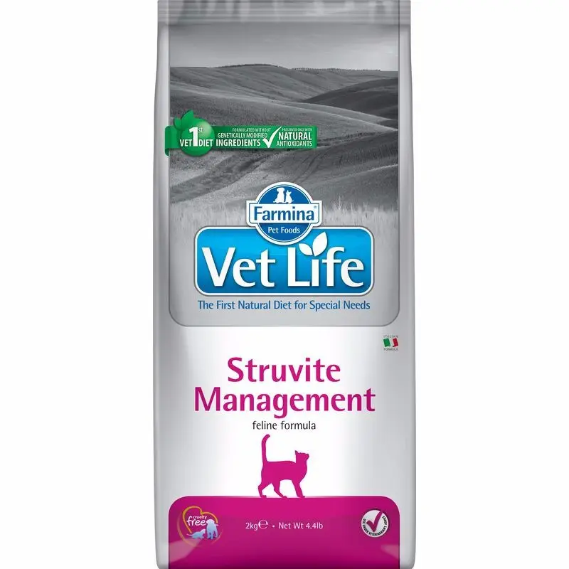 Farmina vet life cat struvite management сухой корм для взрослых кошек при рецидивах мкб струвитного типа - 2 кг в интернет-зоомагазине Pets Room